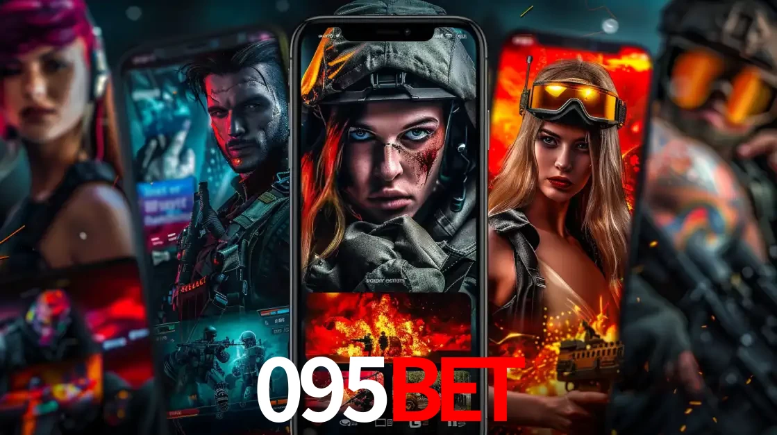 Montagem de telas de celular mostrando diversos personagens, masculinos e femininos, de um jogo de tiro, ilustrando a diversidade de equipes de e-sports para apostar no 095BET.