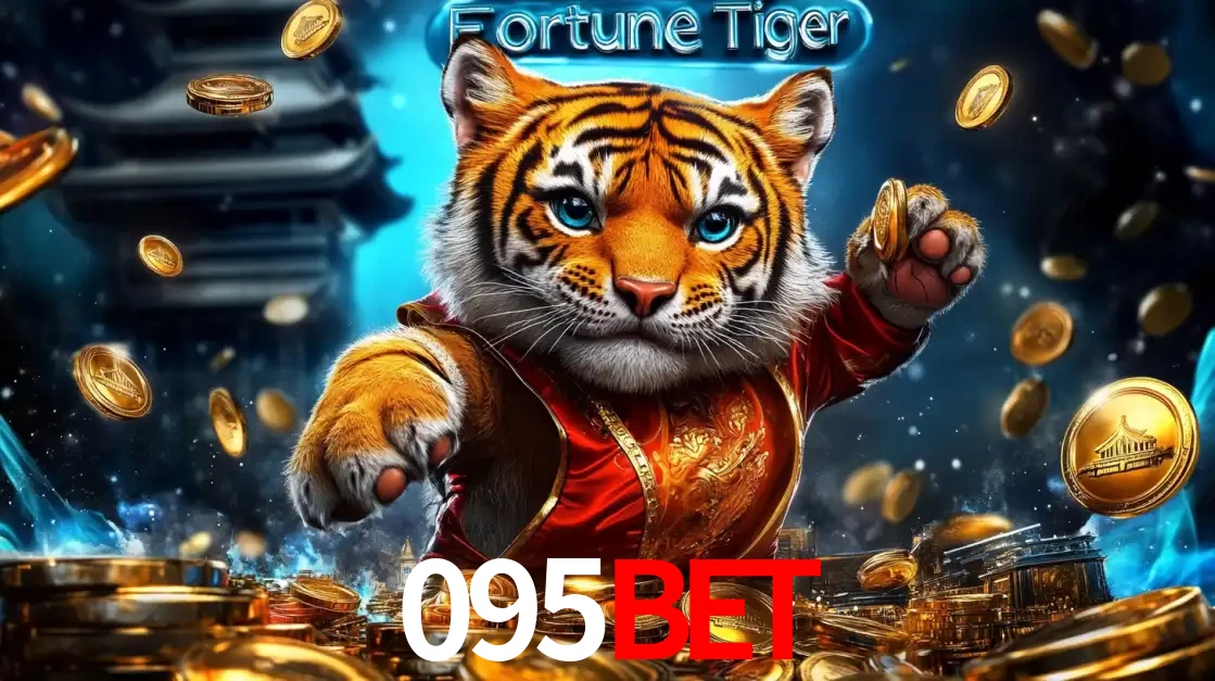 Imagem promocional do jogo de slot Fortune Tiger, com um tigre majestoso em traje tradicional cercado por uma fortuna em moedas de ouro, disponível agora no cassino 095BET.